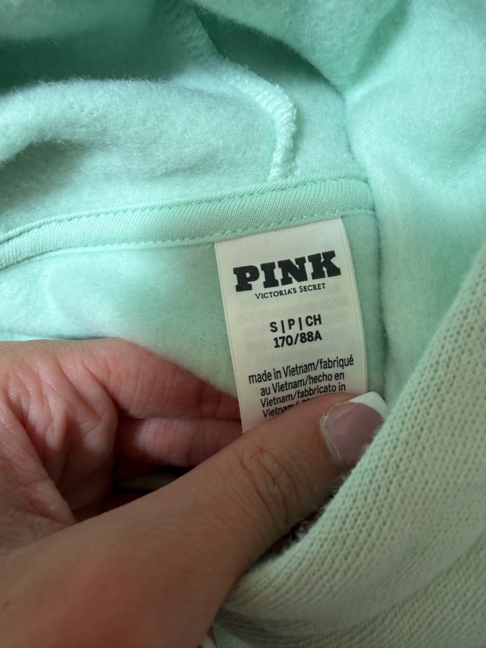 PINK Victoria's Secret Mint Green Pullover Hoodie - Picture 3 of 4
